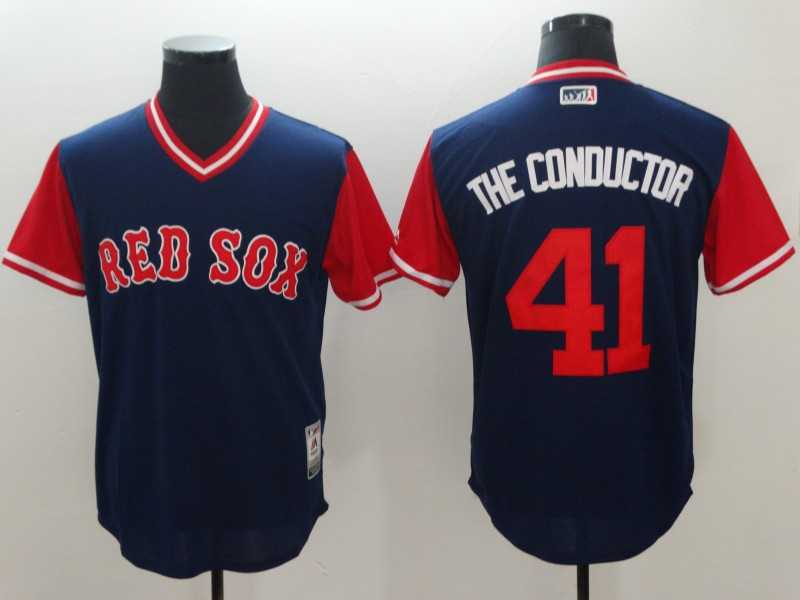 Red Sox 41 Chris Sale The Conductor Navy 2018 Players Weekend Team Jerseys,We sell and wholesale Red Sox 41 Chris Sale The Conductor Navy 2018 Players Weekend Team Jerseys on line form chian!